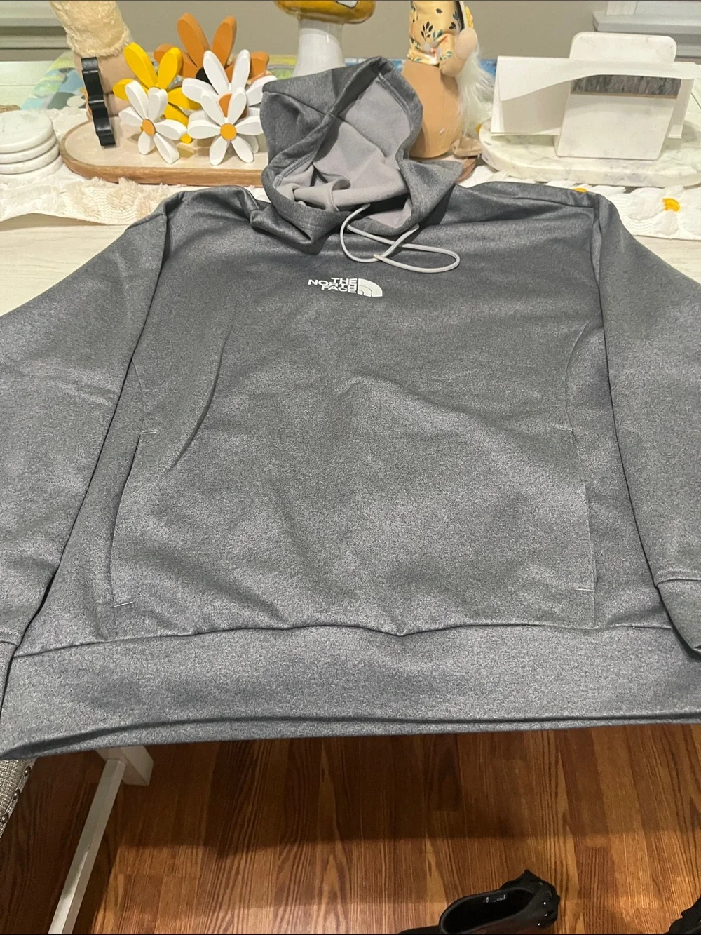 The North Face Silver Gray Pullover Hoodie with Logo